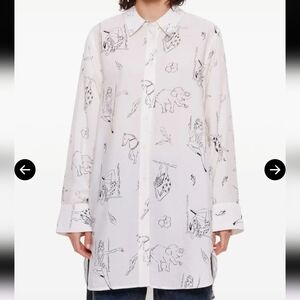 Bimba Y Lola White Long Sleeve, Oversize Button Up.